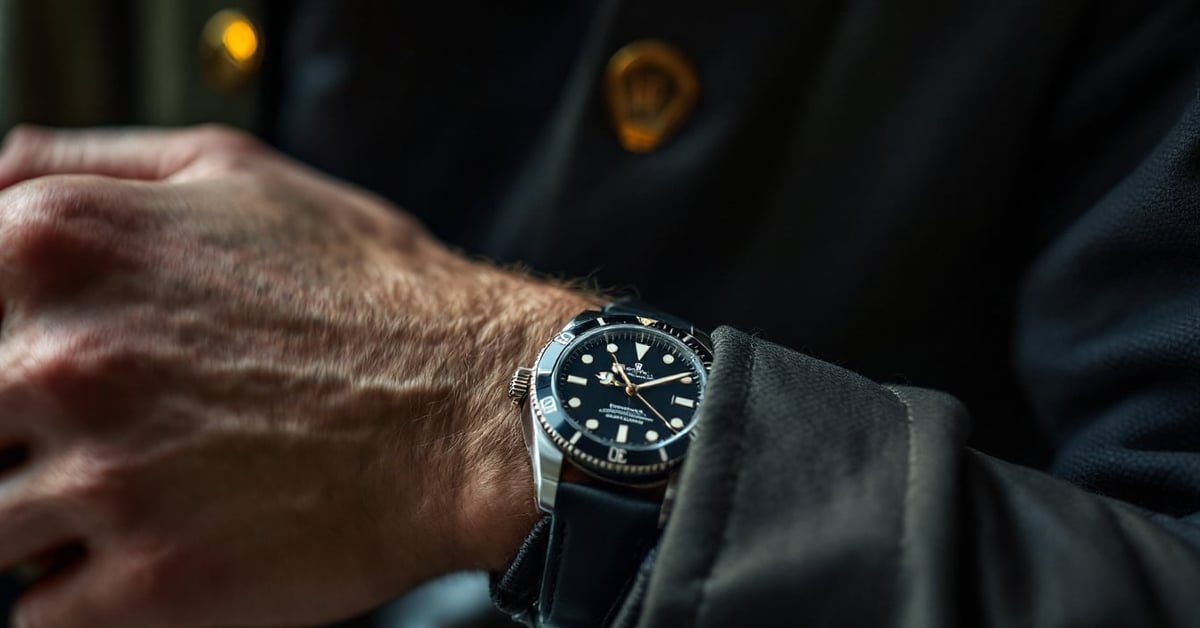 Homme portant une montre Rolex au poignet, modèle luxe pour homme en acier inoxydable