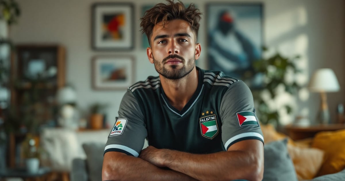 Maillot Palestine football style tendance mode – jersey aux couleurs palestiniennes porté avec élégance