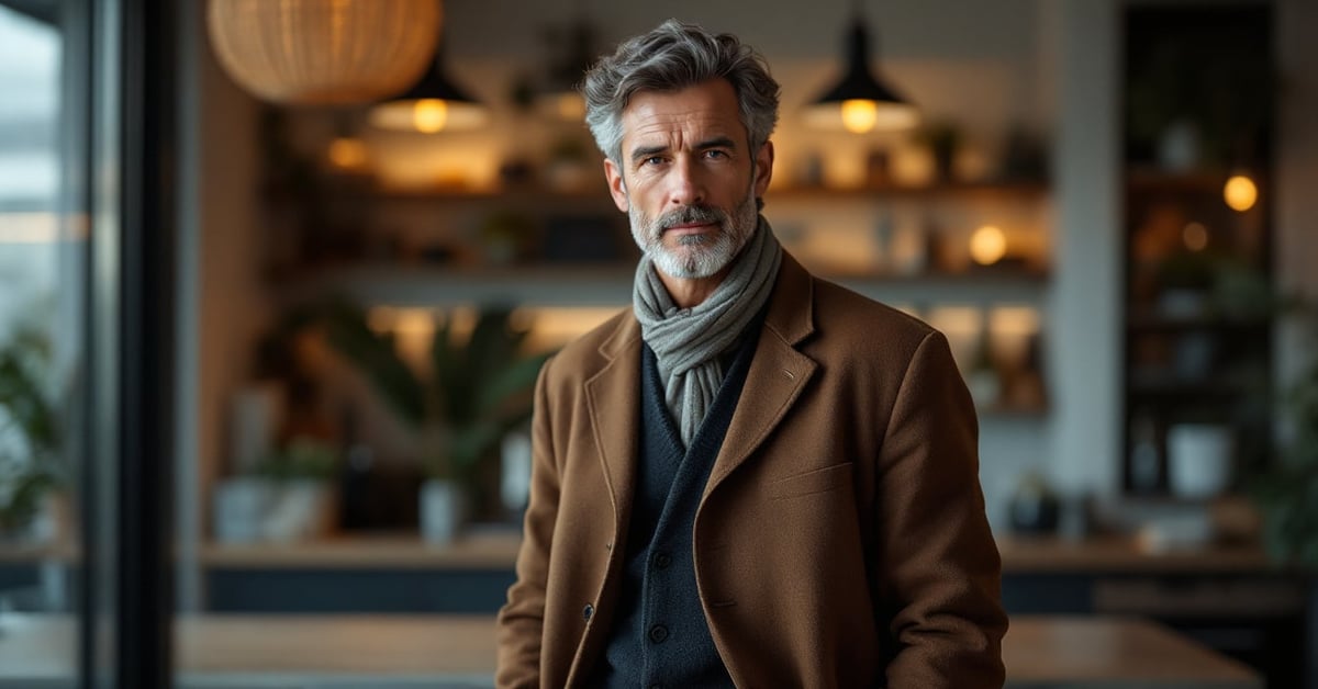 Homme élégant en tenue casual-chic moderne, illustrant le style vestimentaire masculin contemporain