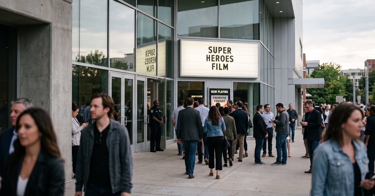 Scène épique de film de super-héros avec costumes et effets visuels spectaculaires